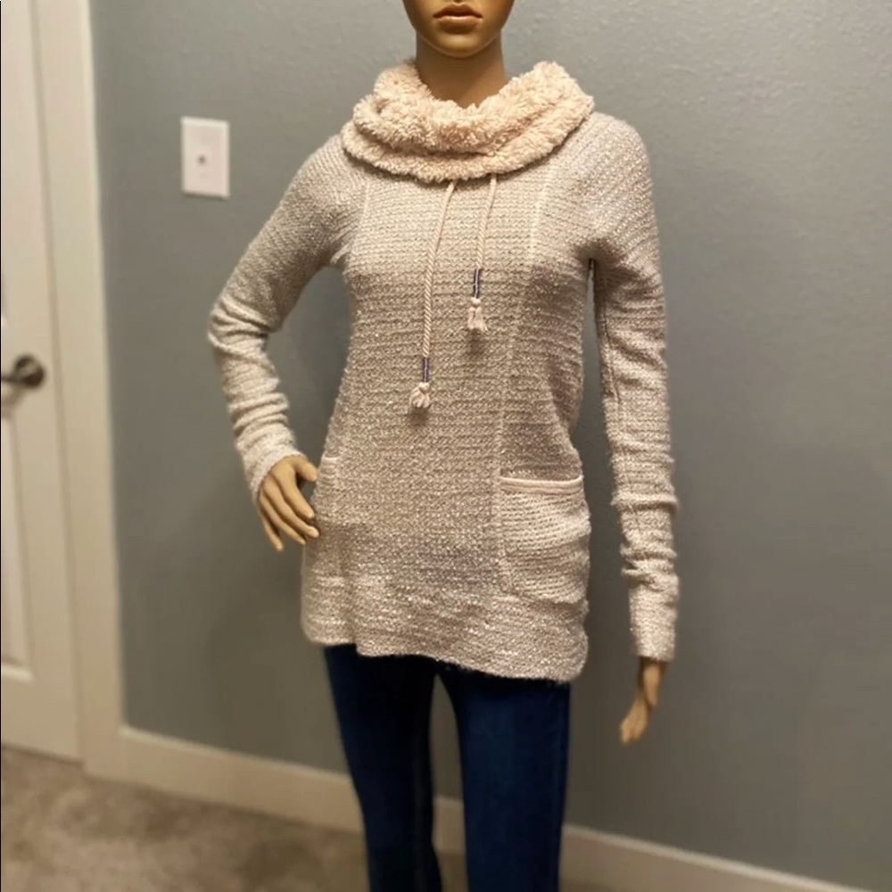 NWT Maurices Sweater Fur Cowl Neck Tweed